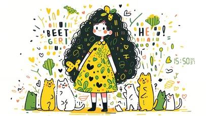 简约涂鸦可爱小女孩