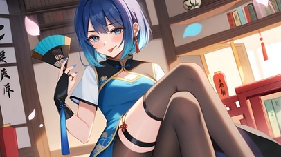 黑川茜-黑丝旗袍少女