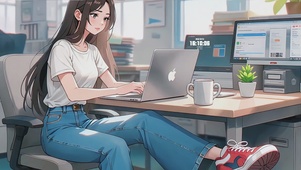 认真工作的美女
