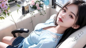 躺在椅上的偷闲少女