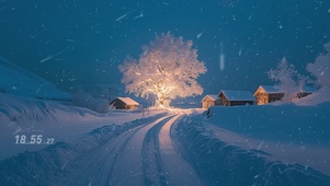 雪原寒夜微光