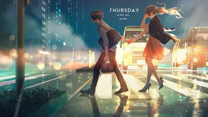 雨中马路情侣