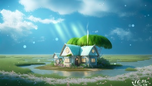 清新湿地小屋