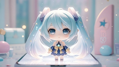 钻出手机的呆萌初音