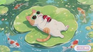 卡通猫咪晒太阳