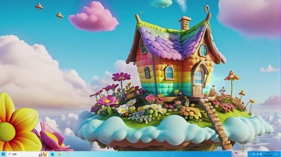 黏土插画空中小屋主题