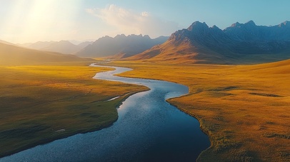 绿色护眼蜿蜒河流