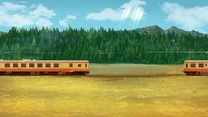 田野上行驶的火车