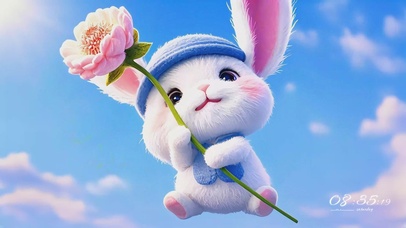 与花飞翔的兔子