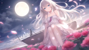 玫瑰沙滩的月光少女