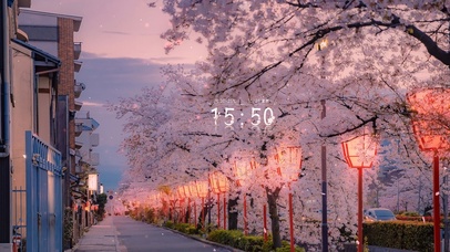 唯美治愈樱花街道（带真实时间）