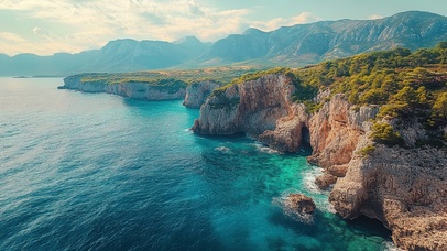 清新纯净海岛礁石海岸