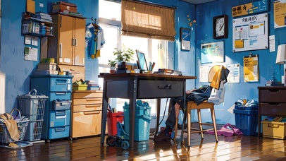 凌乱的房间一角