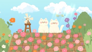 屋顶两只猫