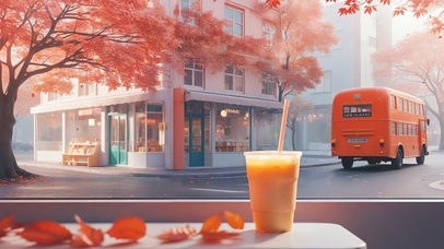 秋天窗边的奶茶