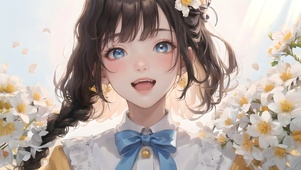 花丛里的少女