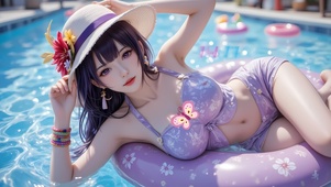 夏日泳池女孩