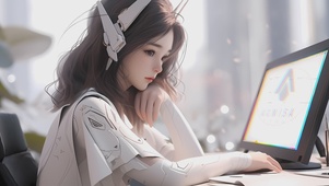 耳机电竞少女