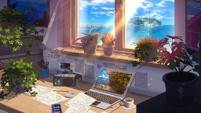 4k 治愈温馨阳光海边房间