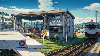 4K唯美治愈日系火车站台