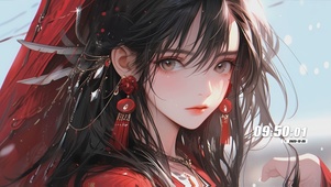 古风红衣女孩