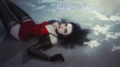 她发丝如云烟轻拂，宛若天际流云