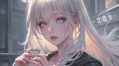 可爱白发街头少女