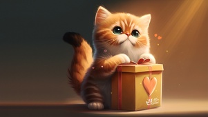 派发爱心礼物的猫咪
