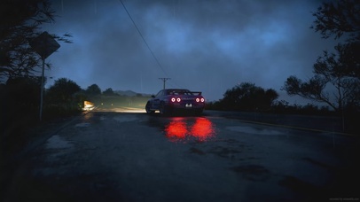 日产GTR天际线跑车夜景