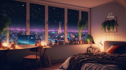 治愈雪夜温馨卧室