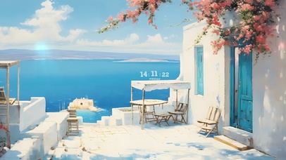 唯美蓝色大海城堡