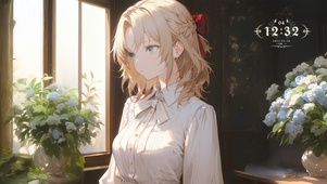 唯美房间白发少女