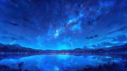 静谧星空下的湖泊