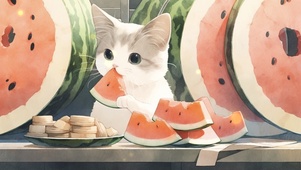 吃西瓜的小猫