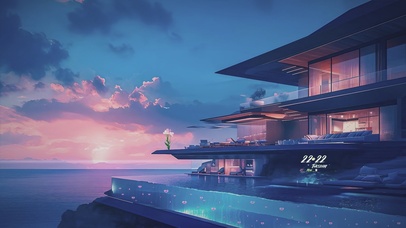 梦幻海边夜景壁纸