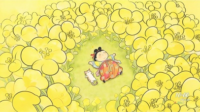 唐仕女携喵油菜花田的春日躺平记