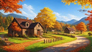 红枫树下的小屋