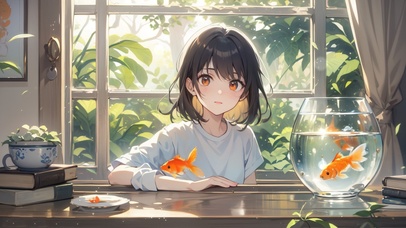 窗户边养金鱼