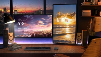 唯美傍晚雨天电脑房间