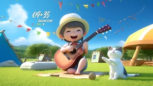 夏天弹吉他
