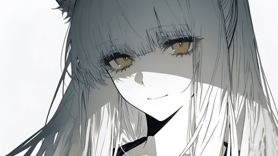 黑白少女肖像-白金