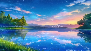 唯美湖泊晚霞