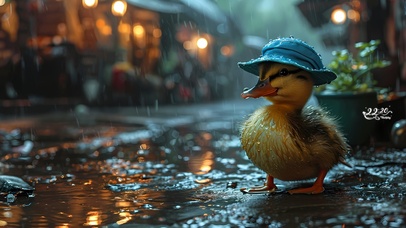 雨中小鸭子