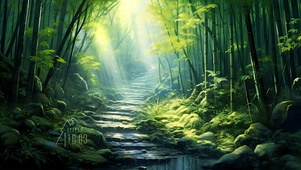 微光竹林小道