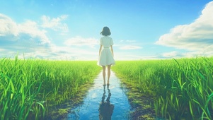 稻田中的女孩