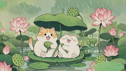 荷塘两只小奶猫