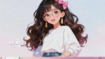 戴眼镜长发女孩桌面主题