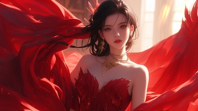 4K 红衣古风美女 8