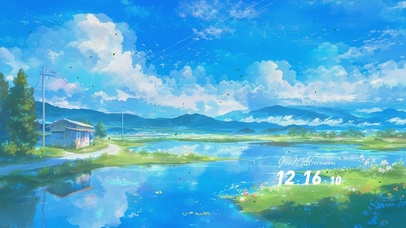 蓝天白云樱花房屋