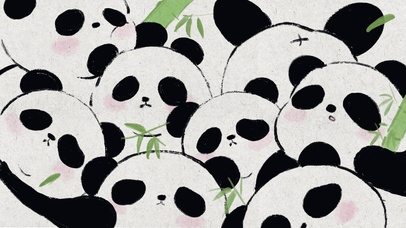 可爱复古国风壁纸|满屏熊猫